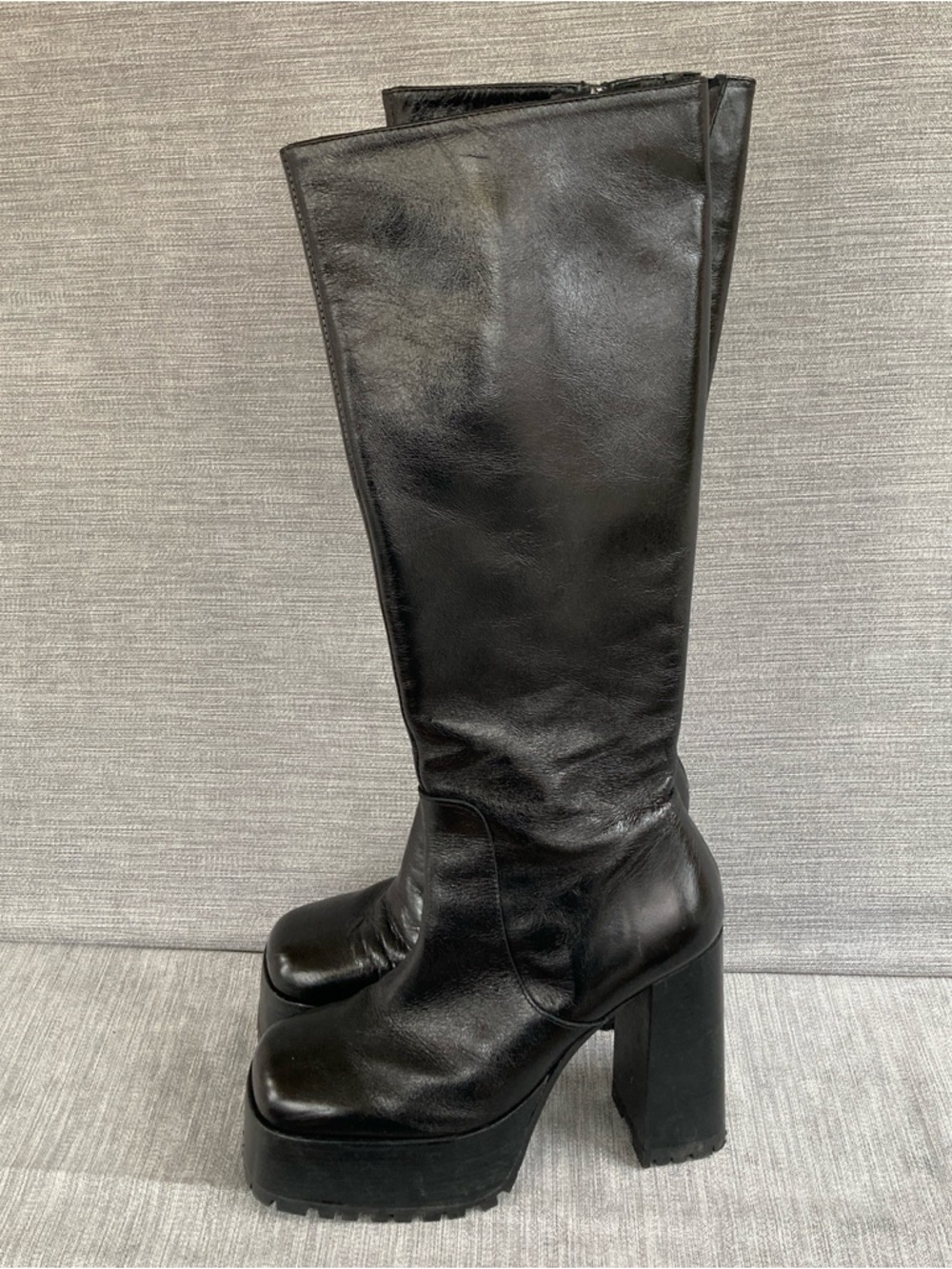 Classic Black Knee-High Platform Boots - Picture 3 of 8